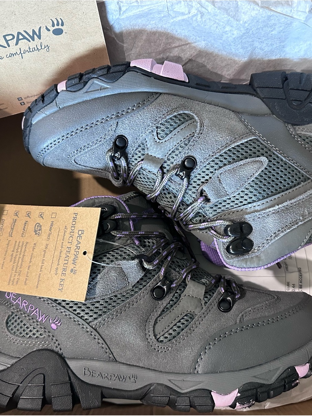 BearPaw Corsica Waterproof Gray and Purple Women's Trail Boots - Picture 5 of 14